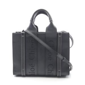 Chloe WOODY Tote Bag Black Leather